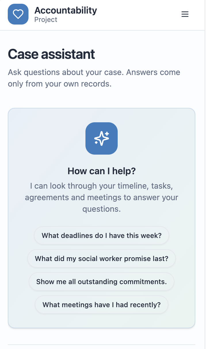 The Accountability Project app screen